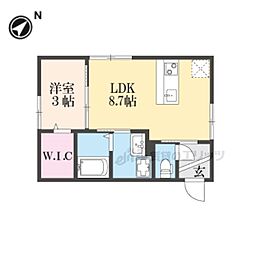 アヴァロン水口 2階1LDKの間取り
