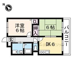 メゾン東陽 2DKの間取図画像