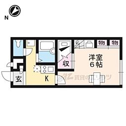 レオパレス蒲生 1Kの間取図画像