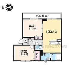 シャーメゾン社ノ上 2LDKの間取図画像