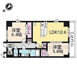 プログレス3番館 2LDKの間取図画像