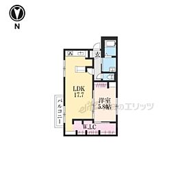 ラパ下阪本B 1LDKの間取図画像