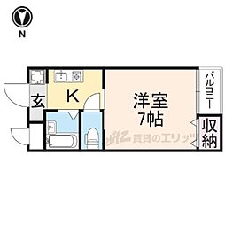 レイク唐橋 1Kの間取図画像