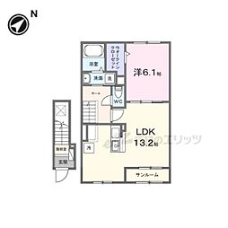 カルムメゾン雅 1LDKの間取図画像