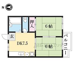 レ・ユニオン北村 2DKの間取図画像