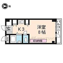 第24長栄アビタシオン 1Kの間取図画像