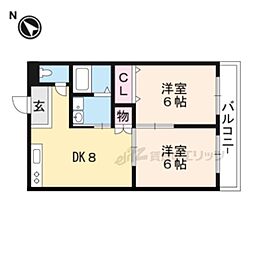 滋賀フォルサ社員寮フォルサ1号館 2DKの間取図画像