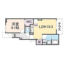 グリュックス ミーツ ハオス 1LDKの間取図画像