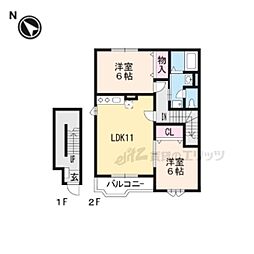 メゾンエスポワールC 2LDKの間取図画像
