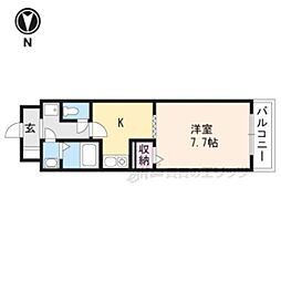 アヴニールタカラ 1Kの間取図画像