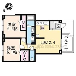 コーポ勢多6番館 2LDKの間取図画像