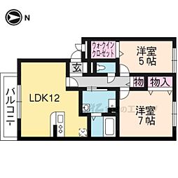 フォレストコート 2LDKの間取図画像