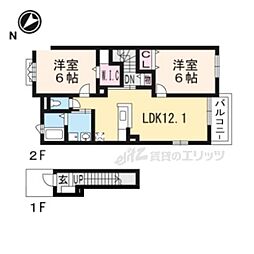 モルトベーネ2 2LDKの間取図画像