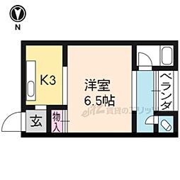 マンションローレル 3階1Kの間取り