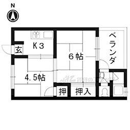 コーポ三谷 2Kの間取図画像
