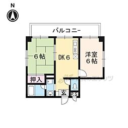 タウンコーポくつかけ 2DKの間取図画像