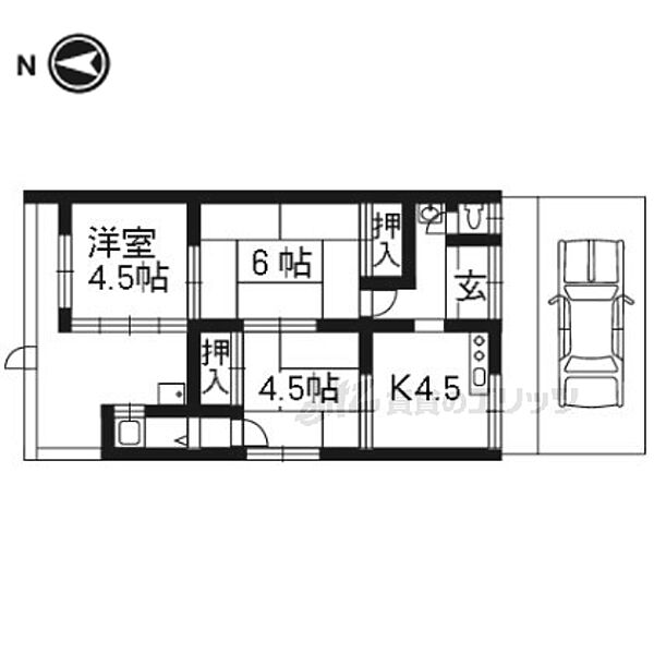 梅津罧原町17-2貸家 ｜京都府京都市右京区梅津罧原町(賃貸一戸建3DK・1階・37.81㎡)の写真 その2