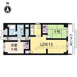 阪急京都本線 西京極駅 徒歩10分の賃貸マンション 3階2LDKの間取り