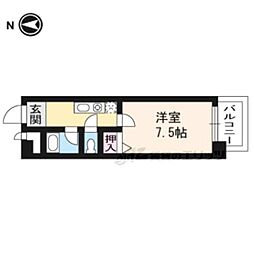 グリーンコートランザン 4階1Kの間取り