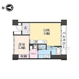 JR東海道・山陽本線 西大路駅 徒歩13分の賃貸マンション 4階1LDKの間取り