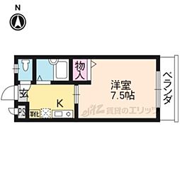 プリオール京都 5階1Kの間取り