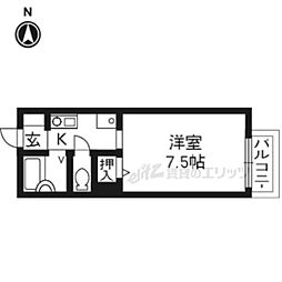 パルティールＮ棟 1階1Kの間取り
