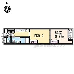 グランディオーズ桂 2階1LDKの間取り