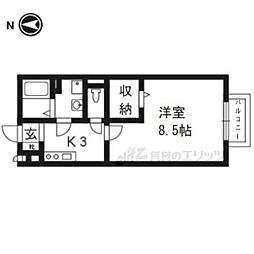 ＵＮＯＨＯＵＳＥ 2階1Kの間取り