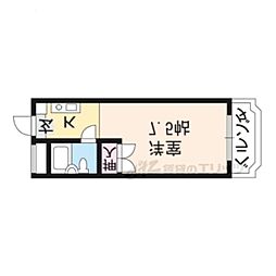 ドミ大田 5階1Kの間取り