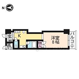 KIND (EN)III南館 2階1Kの間取り