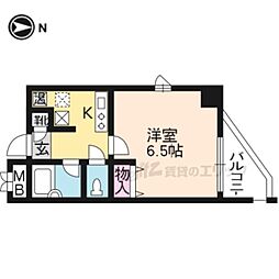 阪急京都本線 西院駅 徒歩1分の賃貸マンション 5階1Kの間取り
