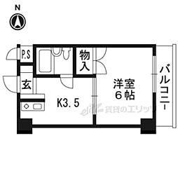 ラビットハイツ 3階1Kの間取り