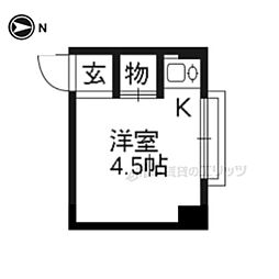 阪急京都本線 西院駅 徒歩15分の賃貸マンション 3階ワンルームの間取り
