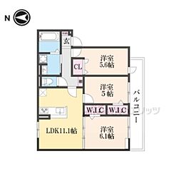 D-ROOM京都壬生 3階3LDKの間取り