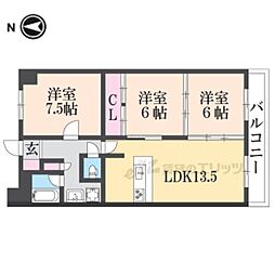第34長栄ヴィラ大成さが 4階3LDKの間取り
