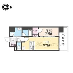 ゼフィランサス西大路 8階1LDKの間取り