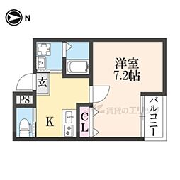 京福電気鉄道嵐山本線 太秦広隆寺駅 徒歩1分の賃貸アパート 4階1Kの間取り