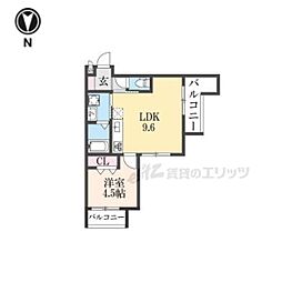 プライベートレジデンス西院II 3階1LDKの間取り