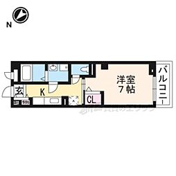 JR東海道・山陽本線 西大路駅 徒歩30分の賃貸マンション 3階1Kの間取り
