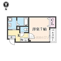 VEGAS西ノ京A 2階1Kの間取り