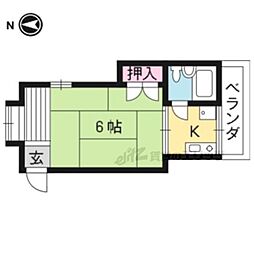 阪急京都本線 西院駅 徒歩7分の賃貸アパート 2階1Kの間取り