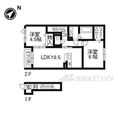 モダンコートＷＥＳＴ 2階2LDKの間取り
