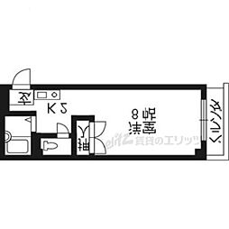 阪急京都本線 西京極駅 徒歩10分の賃貸マンション 3階1Kの間取り