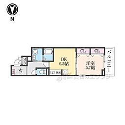 阪急嵐山線 松尾大社駅 徒歩22分の賃貸アパート 3階1DKの間取り