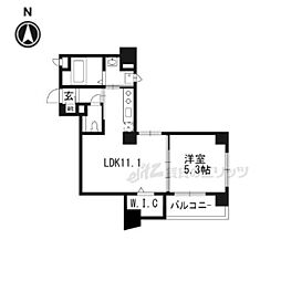 ベラジオ京都烏丸十条 3階1LDKの間取り