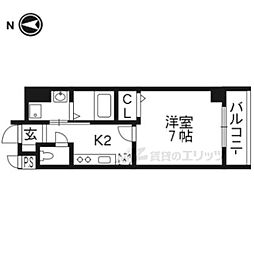 ＧＲＥＥＮ　ＦＯＲＥＳＴ丹波口 2階1Kの間取り