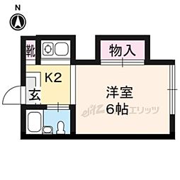 第一中原グリーンハイツ 1Kの間取図画像