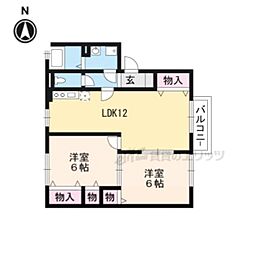 阪急京都本線 西向日駅 徒歩7分の賃貸アパート 2階2LDKの間取り