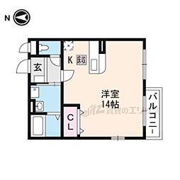 メゾン都I 1階ワンルームの間取り