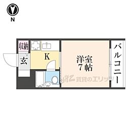 HAL京大桂 1Kの間取図画像